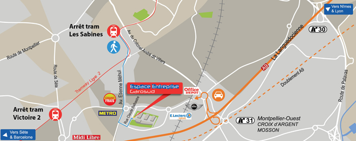 plan acces bureaux montpellier